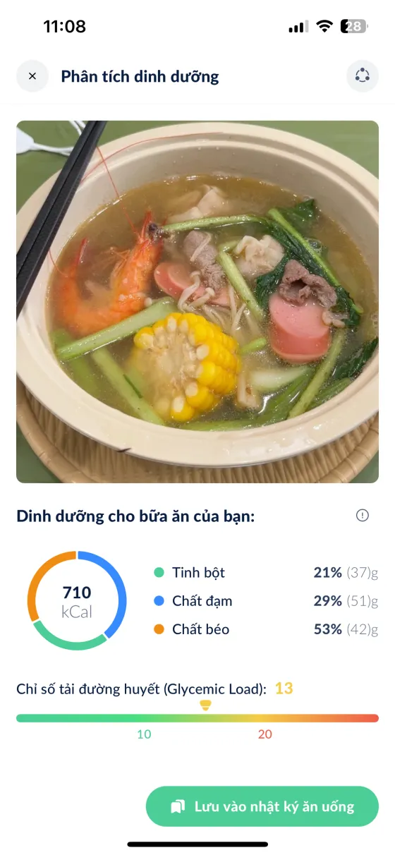 Màn hình nhận diện món ăn bằng AI